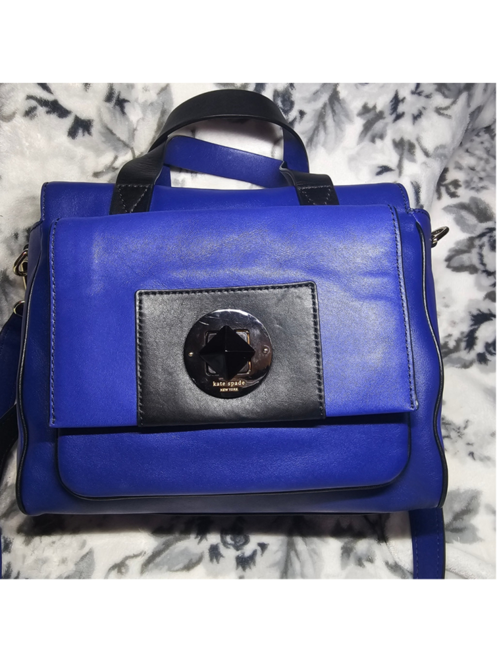 Kate Spade New York Cobalt Blue Leather Turnlock Satchel Bag